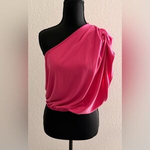 ZARA woman’s Pink One- Shoulder Ruched Top|Asymetrical Modern Blouse